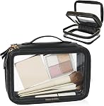 BEAUTYGOODIES Clear Travel Makeup Bag, Black, Large, Black Clear Makeup Case Toiletry Bag