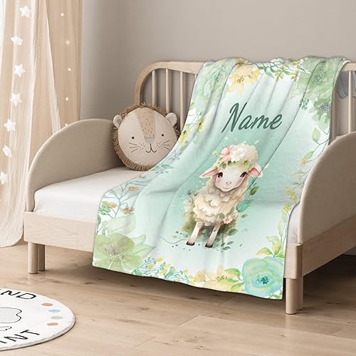 Miniatura 106 de Manta personalizada con diseño de jirafa y elefante, manta de franela suave, acogedora y ligera con nombre para sofá, cama, sofá, regalo, unisex