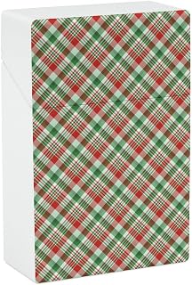 Red Green Plaid Cigarette Case Portable Cigarette Box Holder Flip Open Storage Case for Men Women