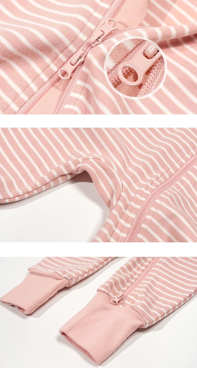 Teach Leanbh Toddler Baby Boys Girls 2-Pack Pajamas Cotton 2 Way Zipper Short Sleeve Footless Romper Sleep and Play - Image 4