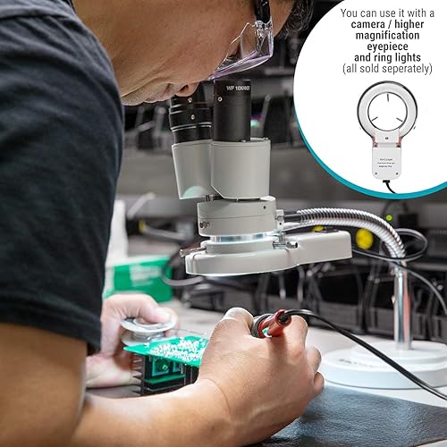 Miniatura 3 de AmScope - Microscopio estéreo binocular de aumento 8X con giro 360 - Dental, laboratorio, reparación electrónica, soldadura, tienda iluminador de