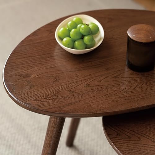 Miniatura 8 de Mesa de café ovalada pequeña, de 25.6 pulgadas, pequeña mesa auxiliar moderna de mediados de siglo para sala de estar, mesa auxiliar 100% madera de