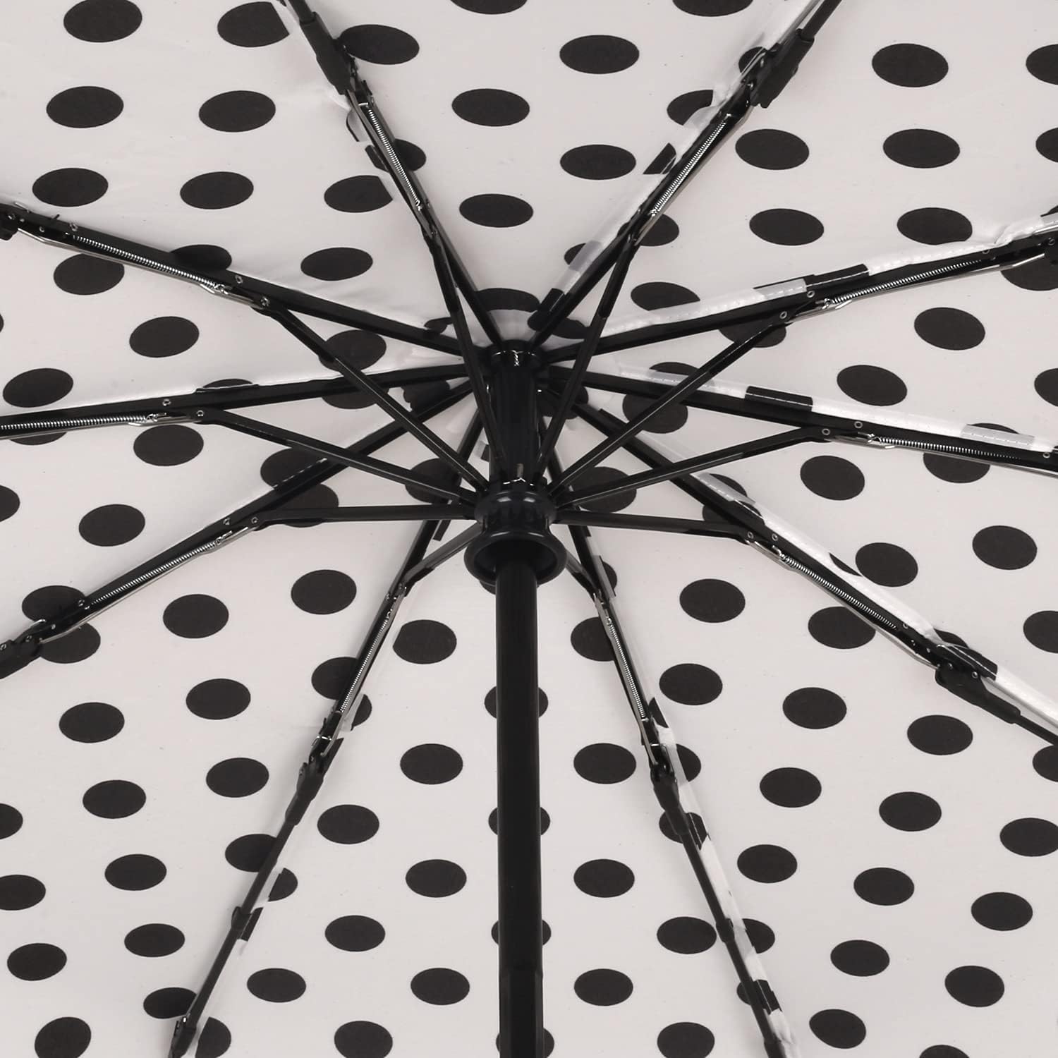 Agaric Cute Polka Dots Compact Travel Umbrella - 10 Ribs Windproof, 46" Auto Open/Close Portable With Reinforced Canopy and Ergonomic Handle (Upgrade) - Image 3
