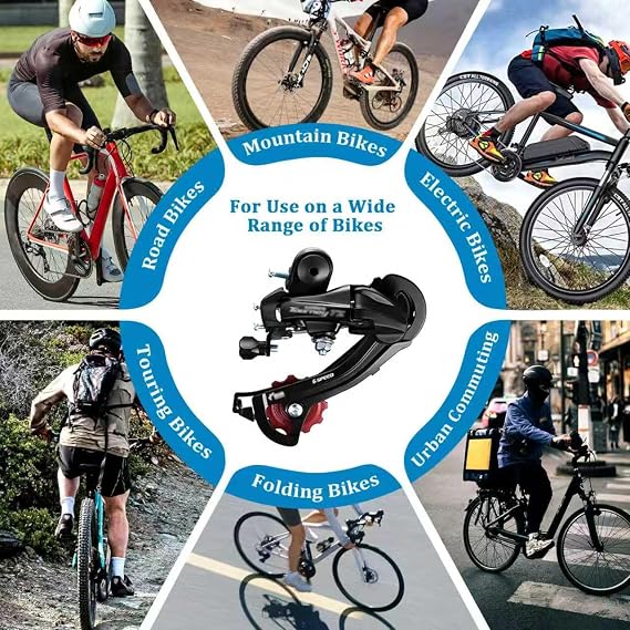 RD-TZ500 Direct Mount 6 Speed Bicycle Rear Derailleur with Bracket, Red, Compatible with 6-Speed Drivetrain Systems
