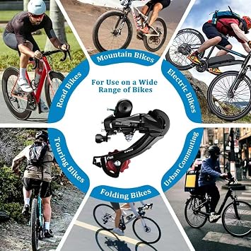 RD-TZ500 Direct Mount 6 Speed Bicycle Rear Derailleur with Bracket, Red, Compatible with 6-Speed Drivetrain Systems