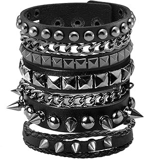 3 Pcs Black Wide Studded Spikes Studded Cool Punk Steampunk 80s Theme Re...
