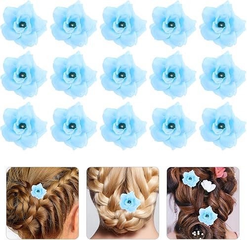 Miniatura 7 de Sewroro 50Pcs Artificial Blue Rose Flower Heads for Wedding Decorations DIY Crafts and Floral Arrangements Azul cielo,Azul,Verde Oscuro,Amarillo,Café
