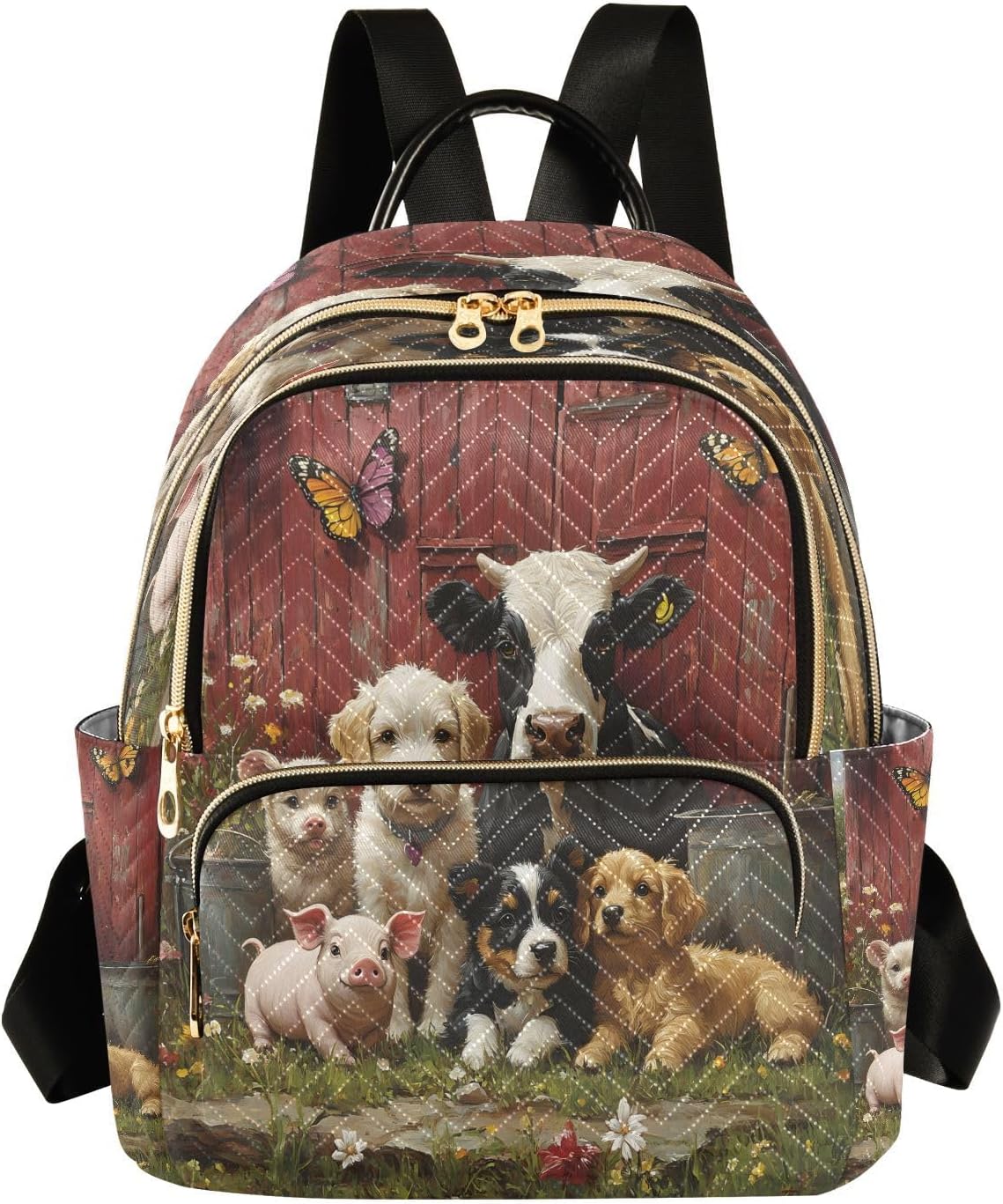 ALAZA Cow Dog Pig Butterfly Women Backpack Purse Ladies Fashion Shoulder Bag Daypack Travel Bag 10L