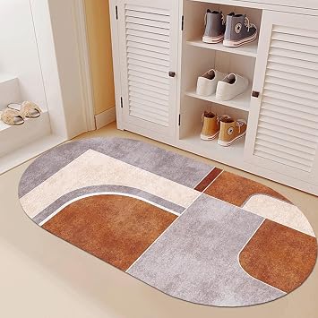 Modern Design Home Decoration Bedroom Living Room Balcony Kitchen Floor Decor Soft Area Rugs, 80x200cm Oval Non Slip Rugs for Bedside Floor Mats3.9 ft 5.9 ft