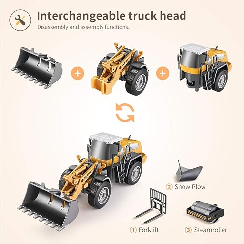 Vista 20 de Mini juguetes de construcción para niños, camión de construcción fundido a presión con calcomanías para niños pequeños de 3, 4, 5, 6, 7, 8 años
