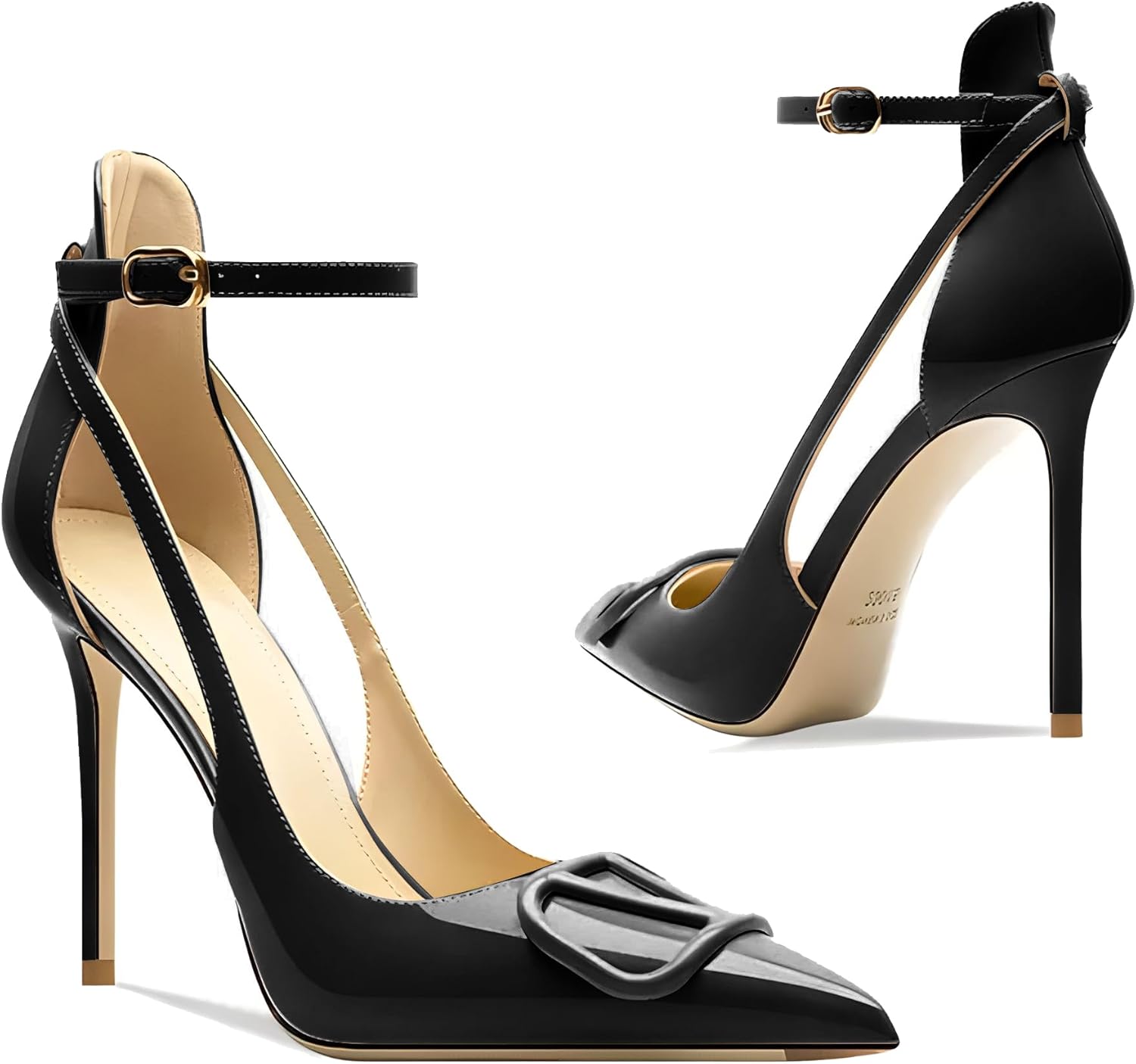 Women's Pointed-Toe Bag-Toe Strappy High-Heeled Shoes Sexy Stiletto Pumps