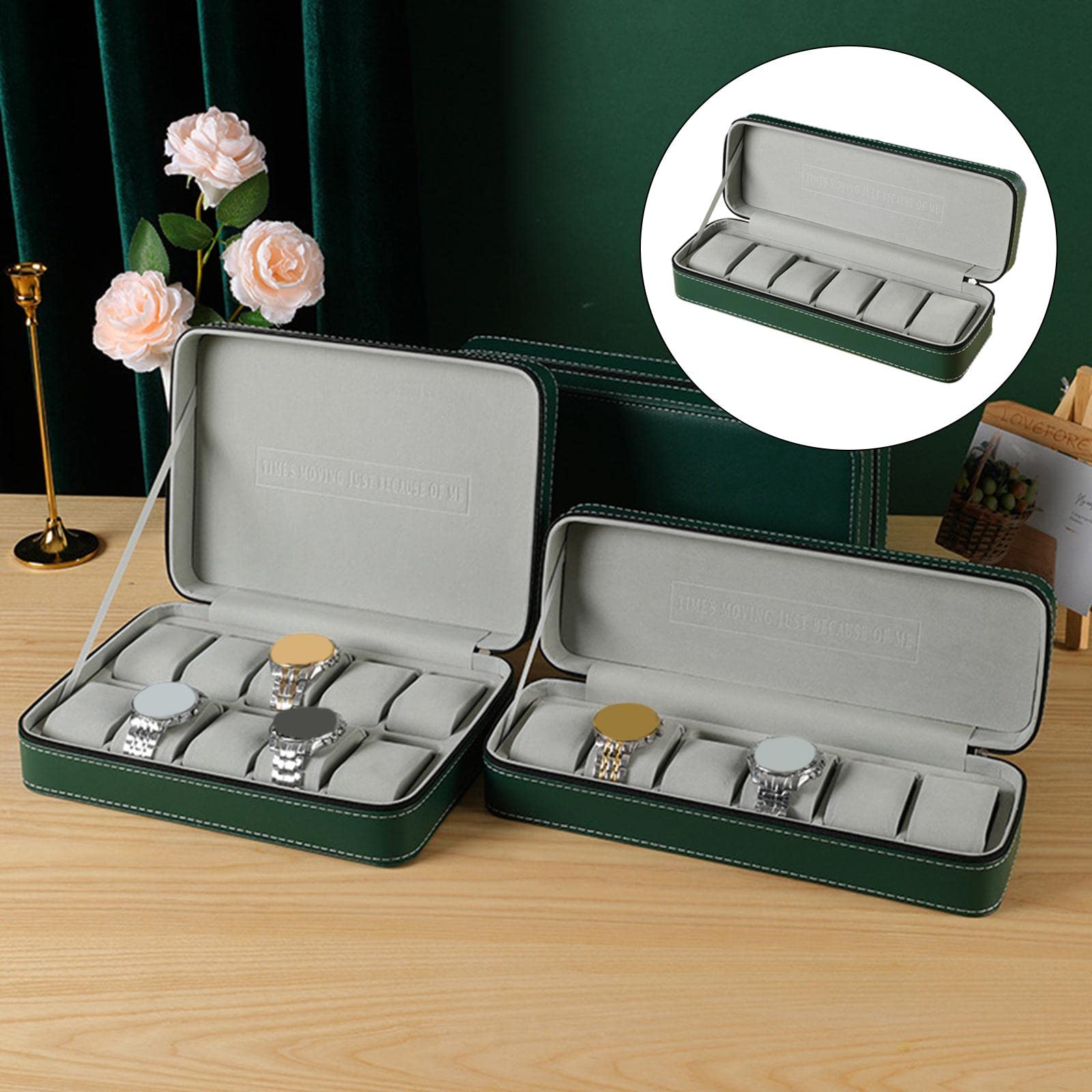Stojak do przechowywania biżuterii, pudełko na zegarek eleganckie etui z szufladami na zegarki na rękę walizka podróżna Unisex dla dorosłych (Color : 6 Slot)
