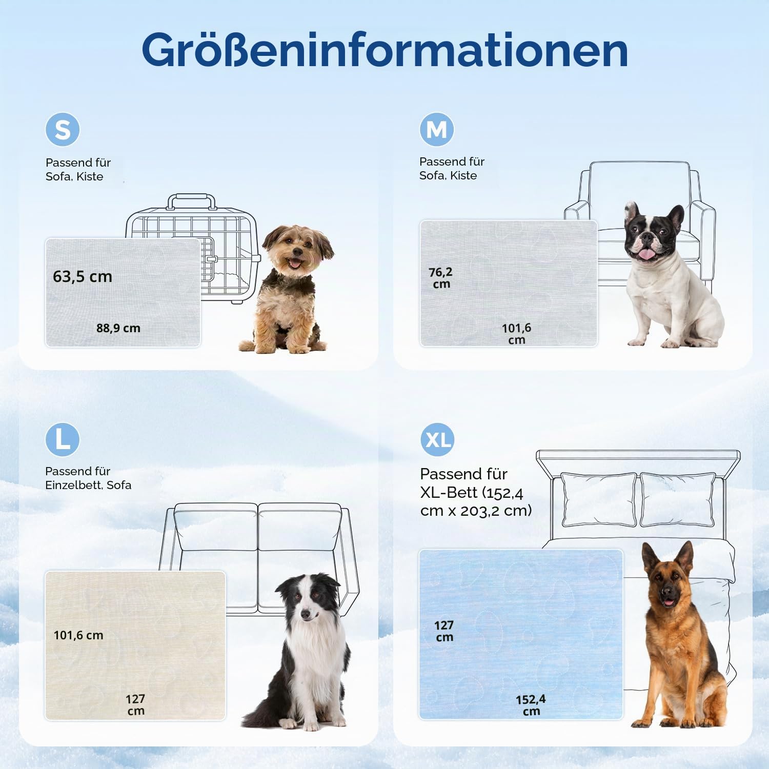 ZOMISIA Kühldecke für Hunde Q-MAX>0.4 – Prämie Sommer Selbstkühlend Kühlmatte für Große Hunde 127 x 102 cm, Waschbare Hundekühlmatte, Graue Kühlende Decke für Sofa Hundebett, Zuhause & Unterwegs
