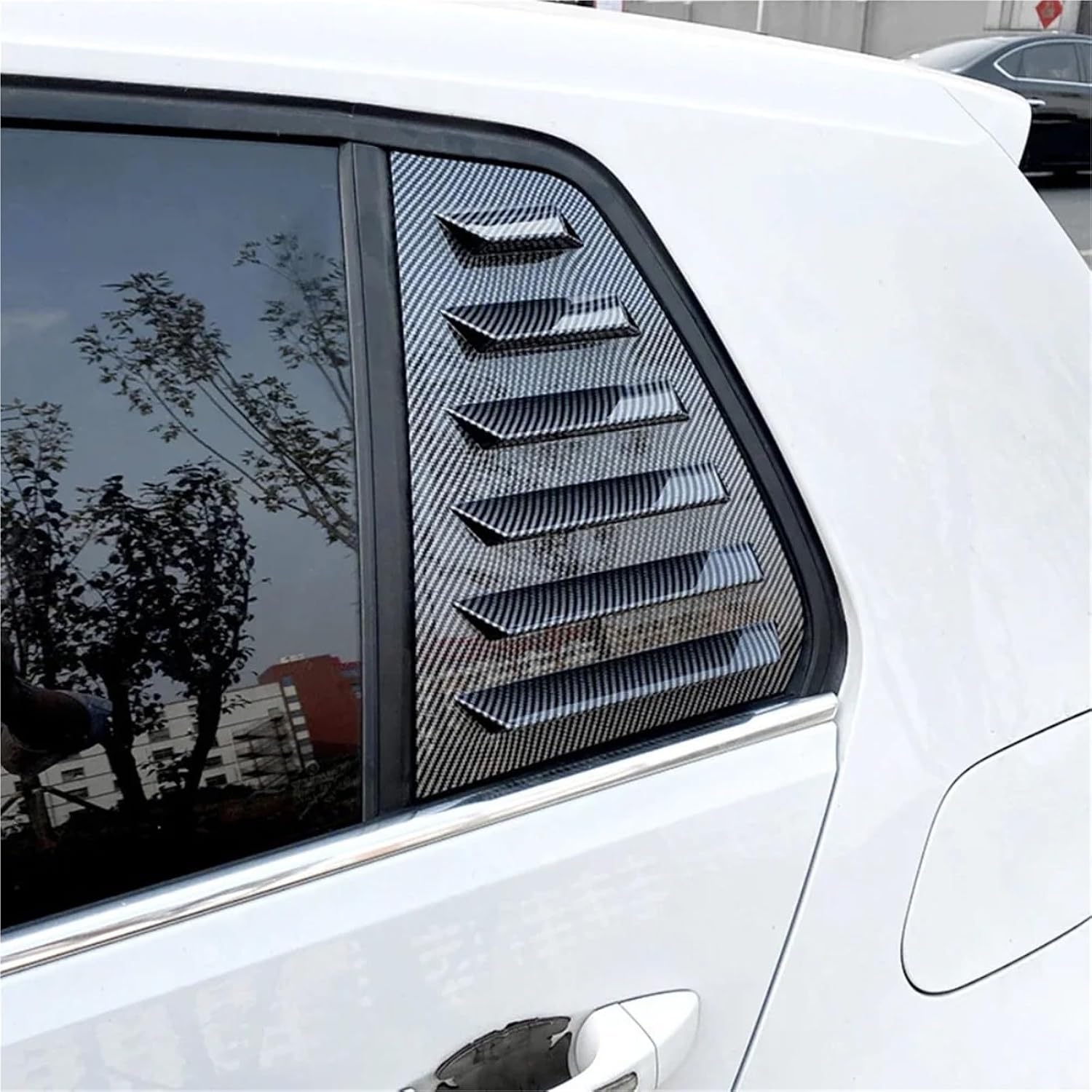Replacement for VW Golf 7 MK7 .5 GTI R-Li-ne 2013-2019 Rear Quarter Window Louver Cover Sticker Wind Deflector Protection(Rear Black)