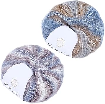 100G 4 Skeins 2 Colours Gradient Crochet Yarn Soft Rainbow Segment Dyed Mohair Colored Threads Sewing Skeins Thread Bulk for Blankets Weaving Hand Knitting Sweaters Hats Scarfs Diy Crafts