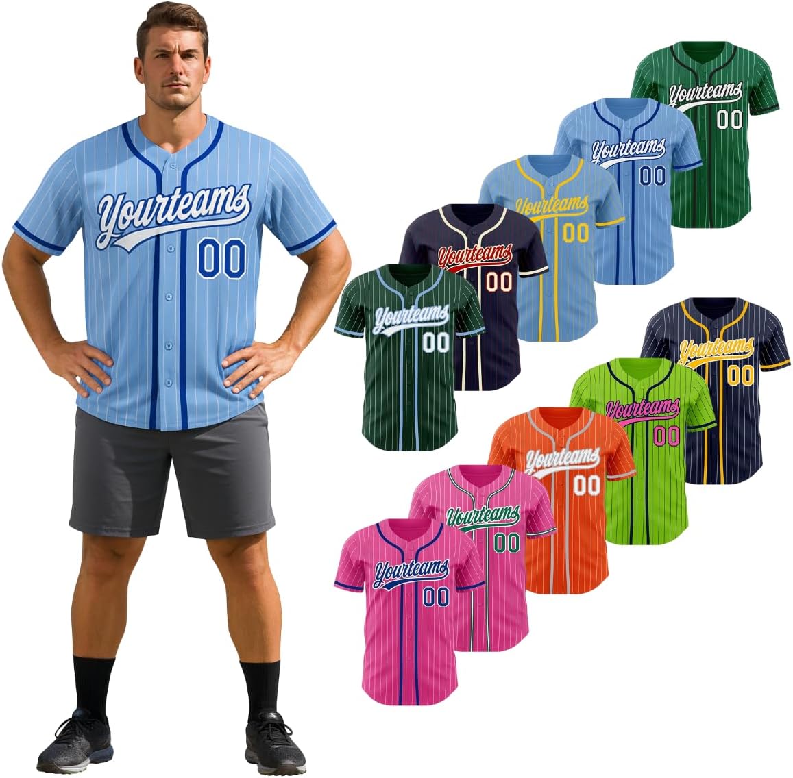 Custom Men Women Youth Baseball Button Down Jersey Hip Hop Baseball Shirt Stitched Name Number