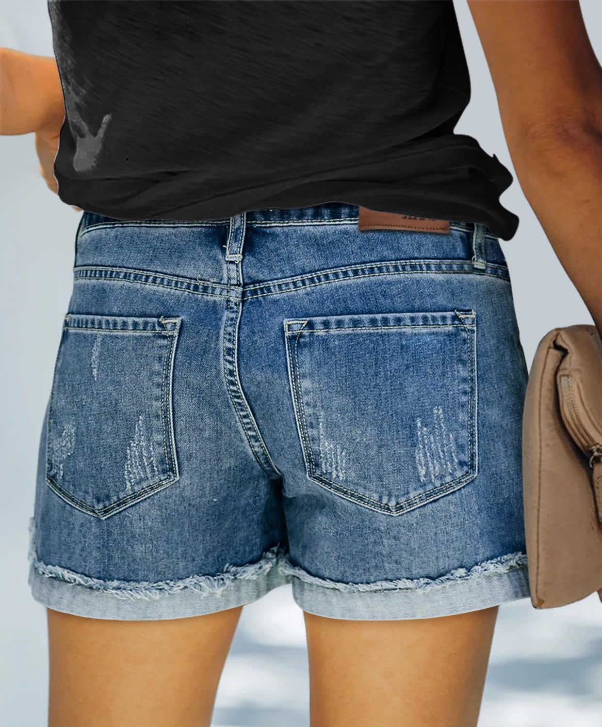 KISSMODA Denim Shorts Women Trendy Button Summer Cut Off Short Womens Jean Shorts High Waisted Denim Hot Ripped Shorts - Image 4