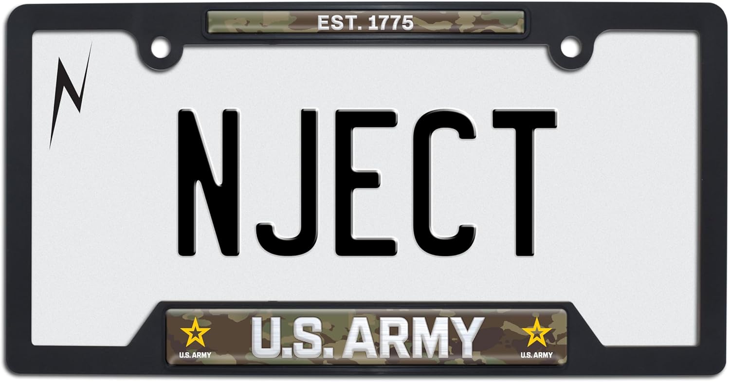 Officially Licensed – Camo United States Army Est. 1775 Automotive-Grade Black Plastic Open Corner License Plate Frame Tag Holder for Cars/SUVs/Trucks Weather-Proof Auto Accessory - Image 7
