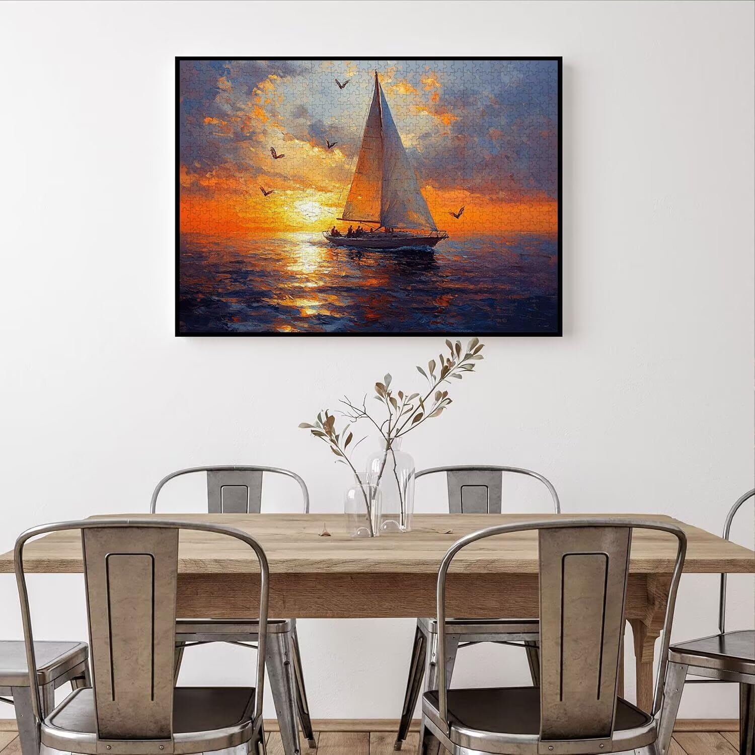 Puzzle 1500 Teile für Erwachsene, 3D Puzzle Segelboot Holzpuzzles, n-169 | Puzzlematte Sonnenuntergang, Heimunterhaltung Entspannung Meditationspuzzle, Impossible Klassische Jigsaw Puzzles, Home Decor