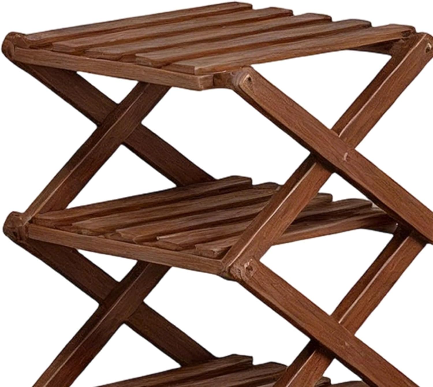 6-Tier Foldable Wooden Shoe Rack — A Space-Saving Storage and Display Shelf Suitable for Entryways, Walk-in Closets, Living Rooms, Bedrooms, and Bathrooms.