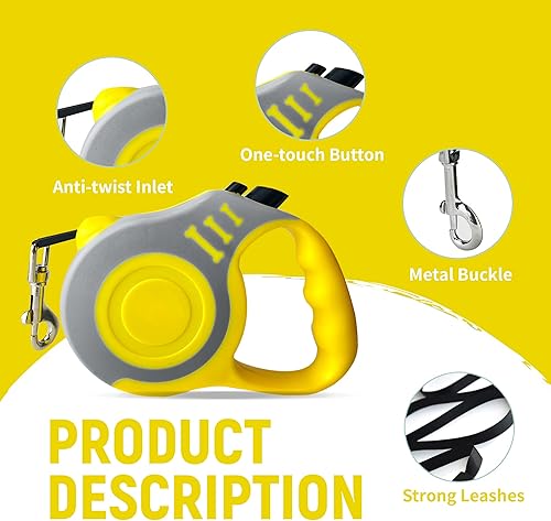 Miniatura 5 de Correa retráctil para perros pequeños y medianos, automática, telescópica, cinta para mascotas de 1016 pies, duradera y práctica, con asa