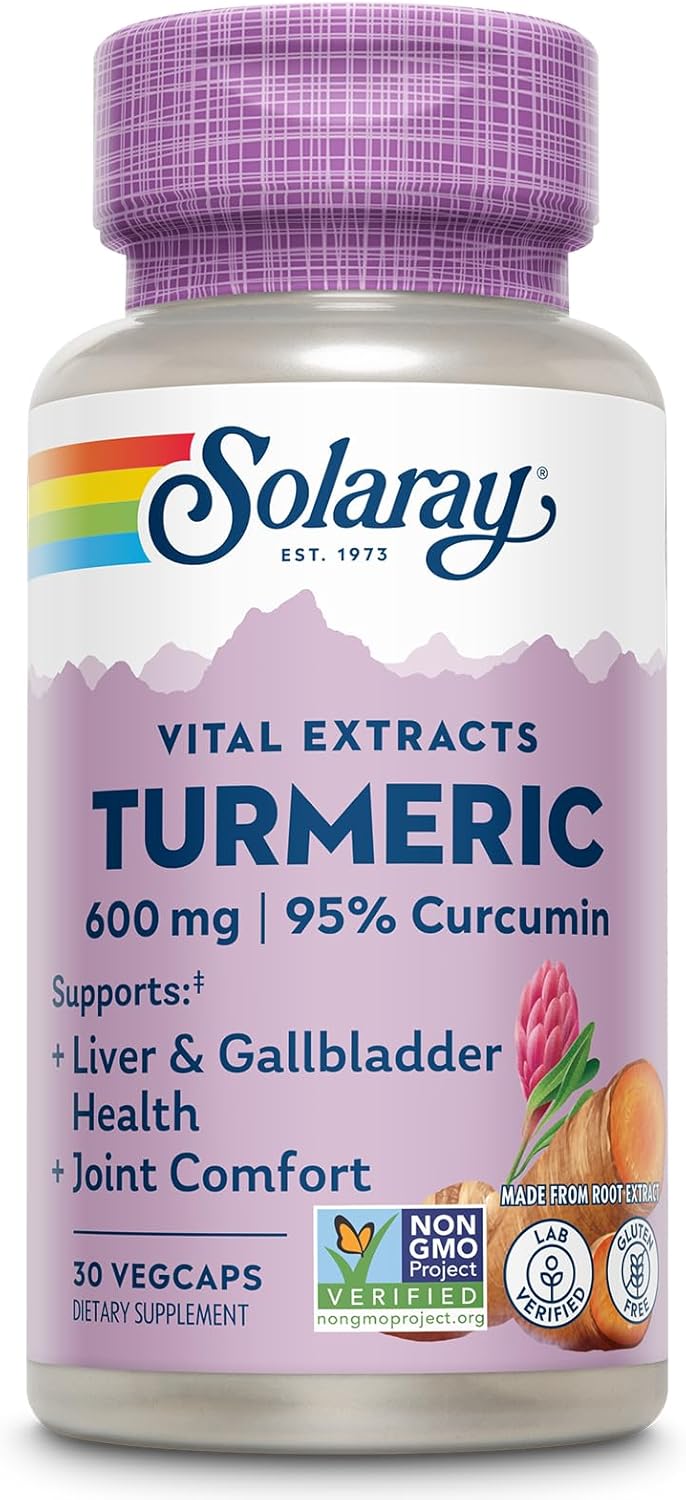 SOLARAY Turmeric Supplement 600mg – Turmeric Root with 95% Curcumin – Joint Support Supplement – Joint Health, Gallbladder and Liver Support, Non-GMO, Vegan, Gluten Free, 60-Day Guarantee, 30 Servings SOLARAY Turmeric Supplement 600mg – Turmeric Root with 95% Curcumin – Joint Support Supplement – Joint Health, Gallbladder and Liver Support, Non-GMO, Vegan, Gluten Free, 60-Day Guarantee, 30 Servings
