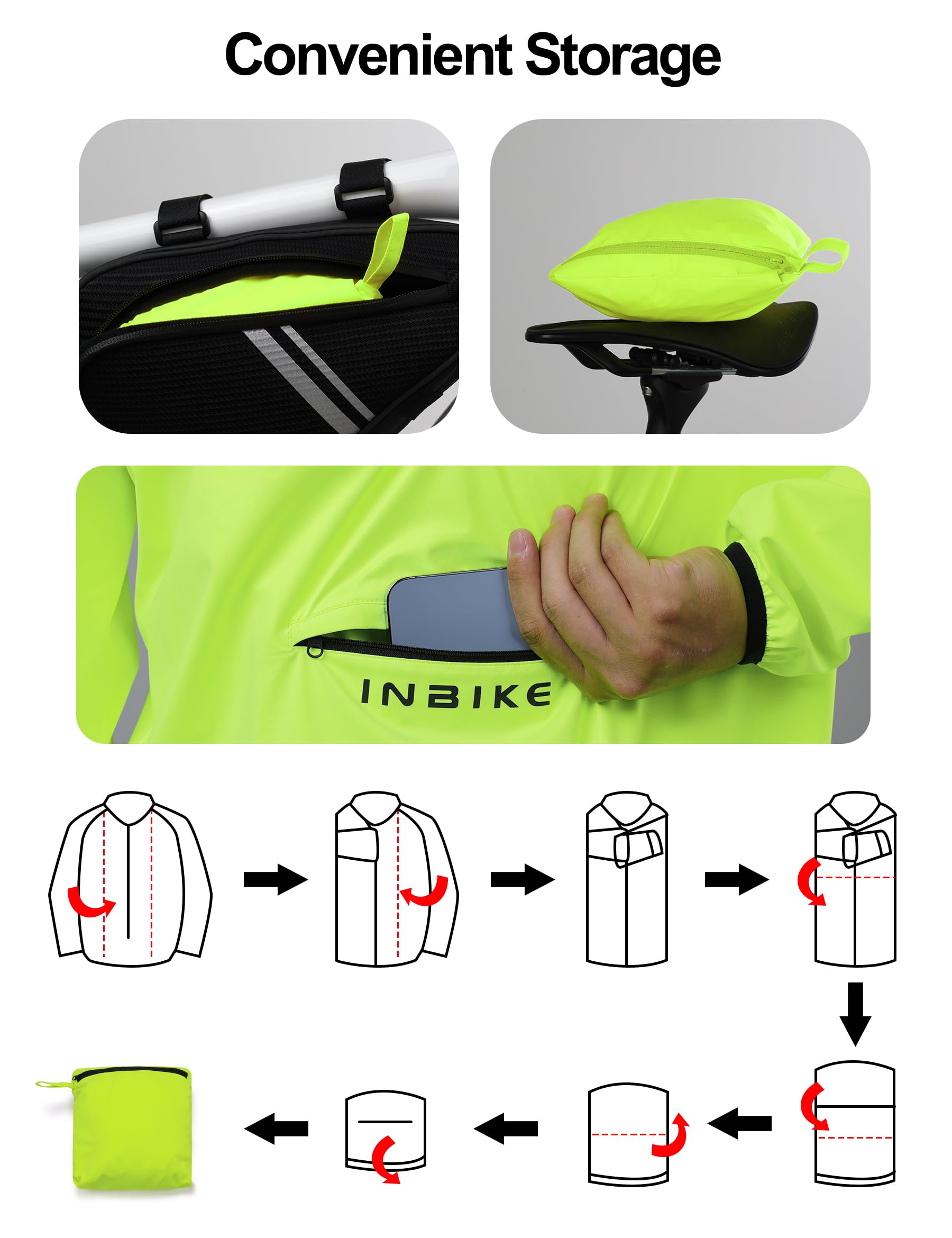 INBIKE Giacca Impermeabile Uomo Giacca Antivento Antipioggia Giacche Sportivo Catarifrangente Traspirante per Running Corsa Trekking Ciclismo e Vita Quotidiana per Uomo e Donna