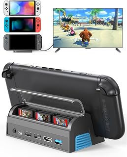 QJYKIONE Nintendo Switch 2/1/OLED Dock - 4K@120Hz HDMI, 9 Game Card Slots, USB Ports