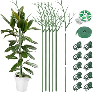 Zwish 6 Pack Plant Support Stakes for Indoor & Outdoor Plants, 39.37Inch Plant Sticks Monstera Trellis with Orchid Clips Twist Ties Plant Ties for Climbing Plant Potted Plant and Flowers
