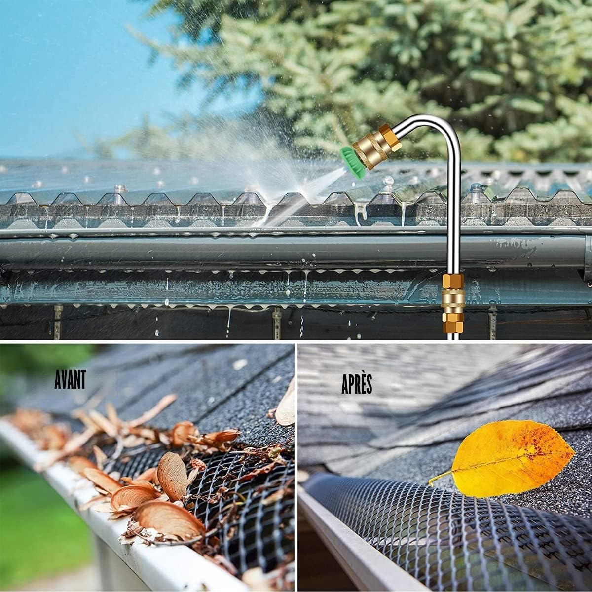 Barres d'extension pour nettoyeur haute pression, 4000PSI Pointes de Lance de Remplacement télescopiques Outils de Nettoyage pour Le Lavage des fenêtres de Toit