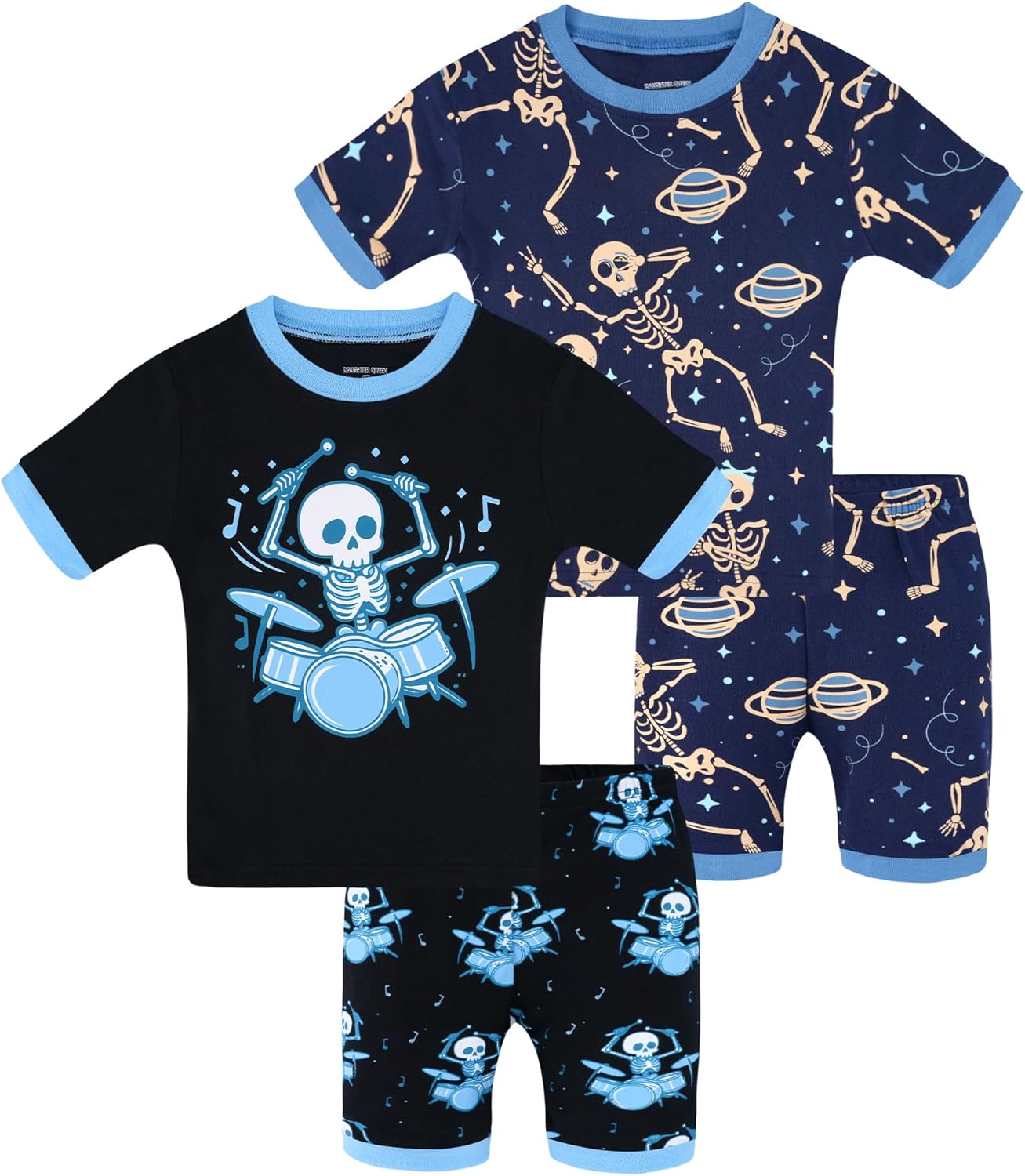DAUGHTER QUEEN Boys Pajamas 4 Pieces Short Set 100% Cotton Sleepwear Size 18 Months-12 Years
