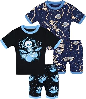 DAUGHTER QUEEN Boys Short Sleeve 4-Piece 100% Cotton Pajamas Size 18M–12Yrs