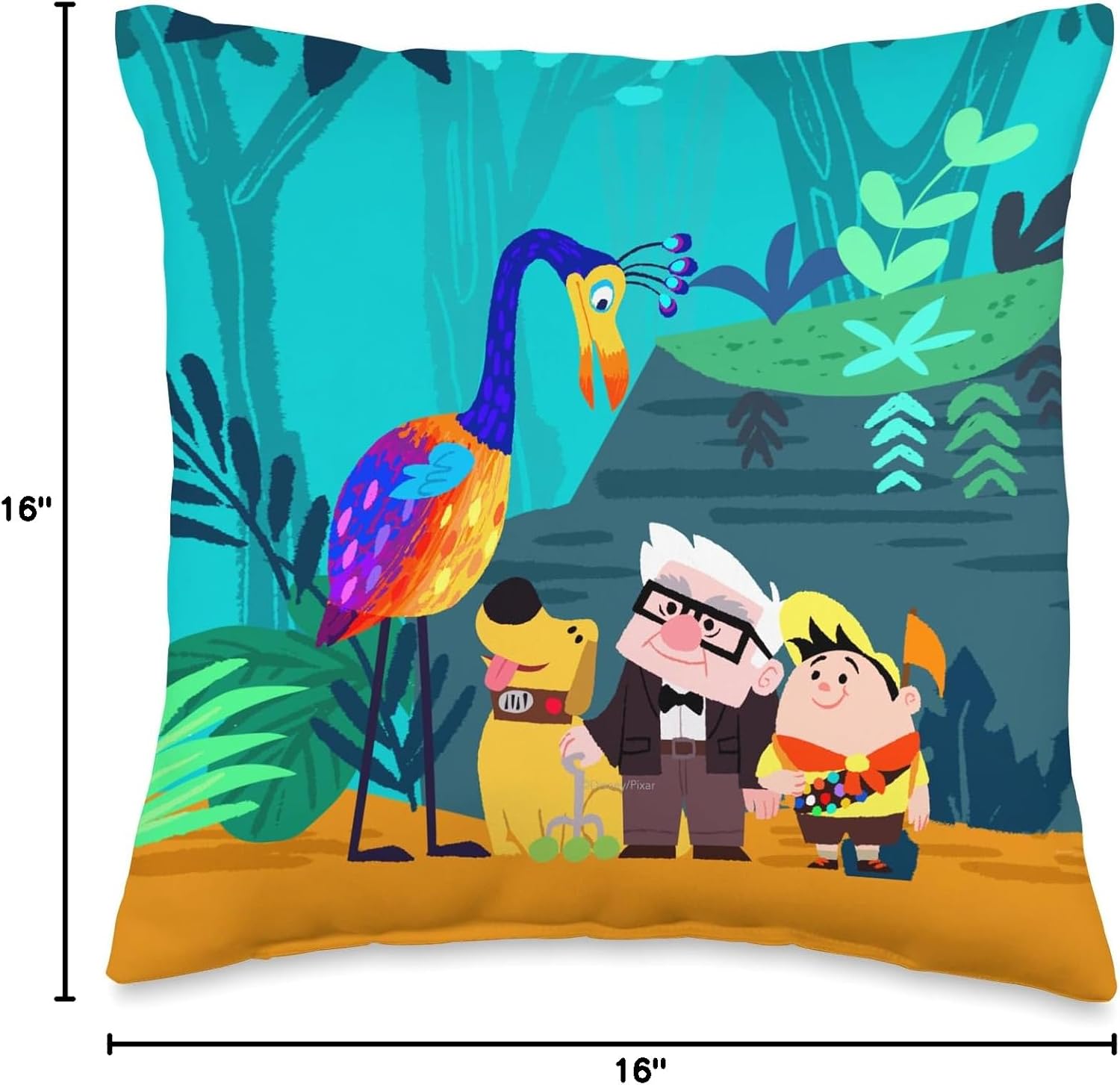 Disney and Pixar’s Up Carl Russell Dug Kevin Paradise Falls Throw Pillow