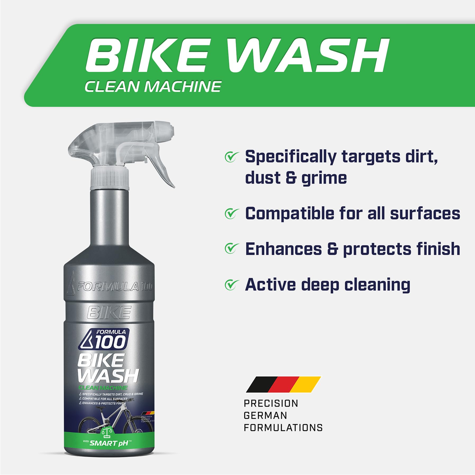 Formula 100 Clean Machine Bike Wash – For Cleaning Bicycles & Electric Bikes – No-Run Gel Formula Works on All Surfaces, Lifts Away Dirt & Grime