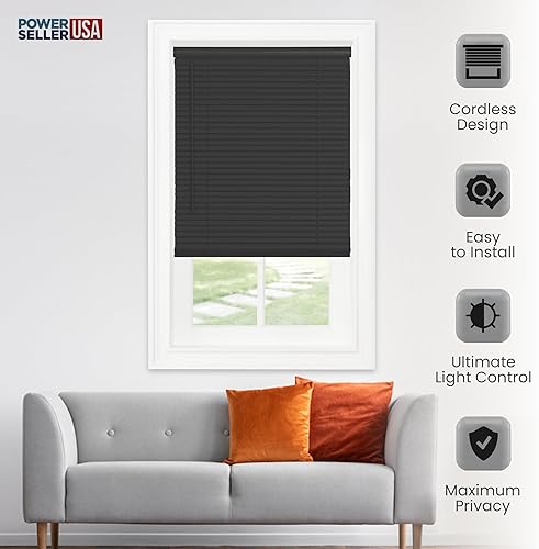 Miniatura 5 de PowerSellerUSA Persianas sin cordones, privacidad y filtro de luz, listones de 1 pulgada de vinilo, tratamiento de ventana anti-UV, se adapta a