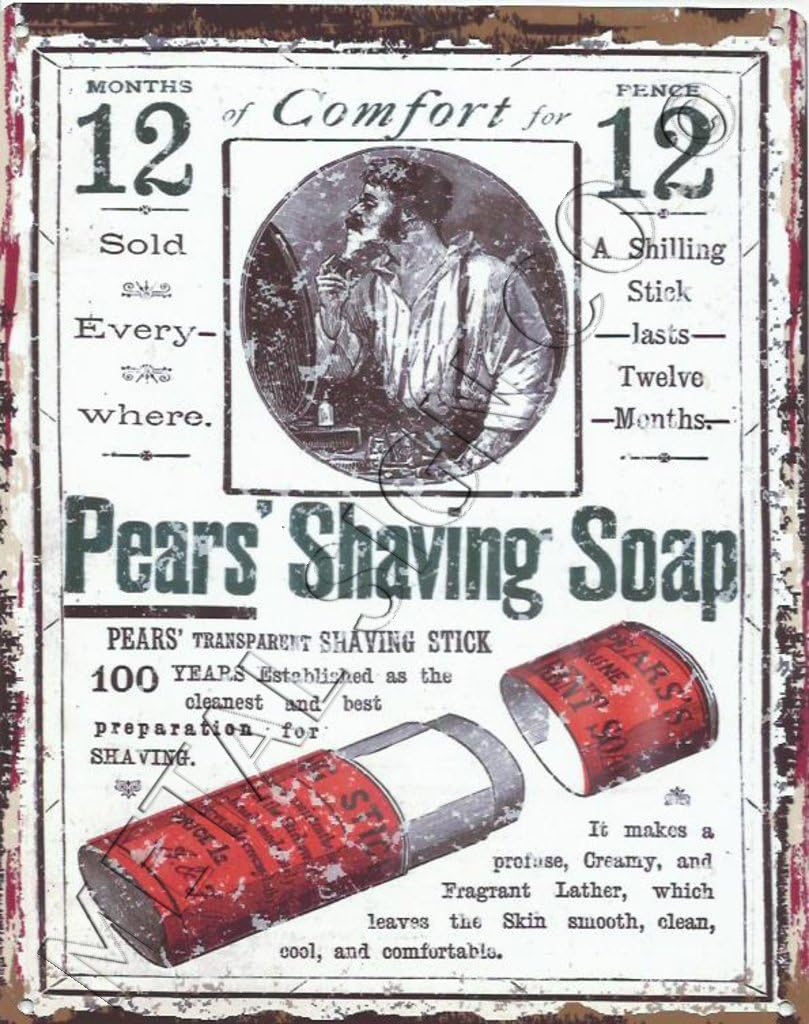 PEARS SHAVING SOAP BATHROOM METAL SIGN RETRO VINTAGE STYLE 8x10in 20x25cm barbers