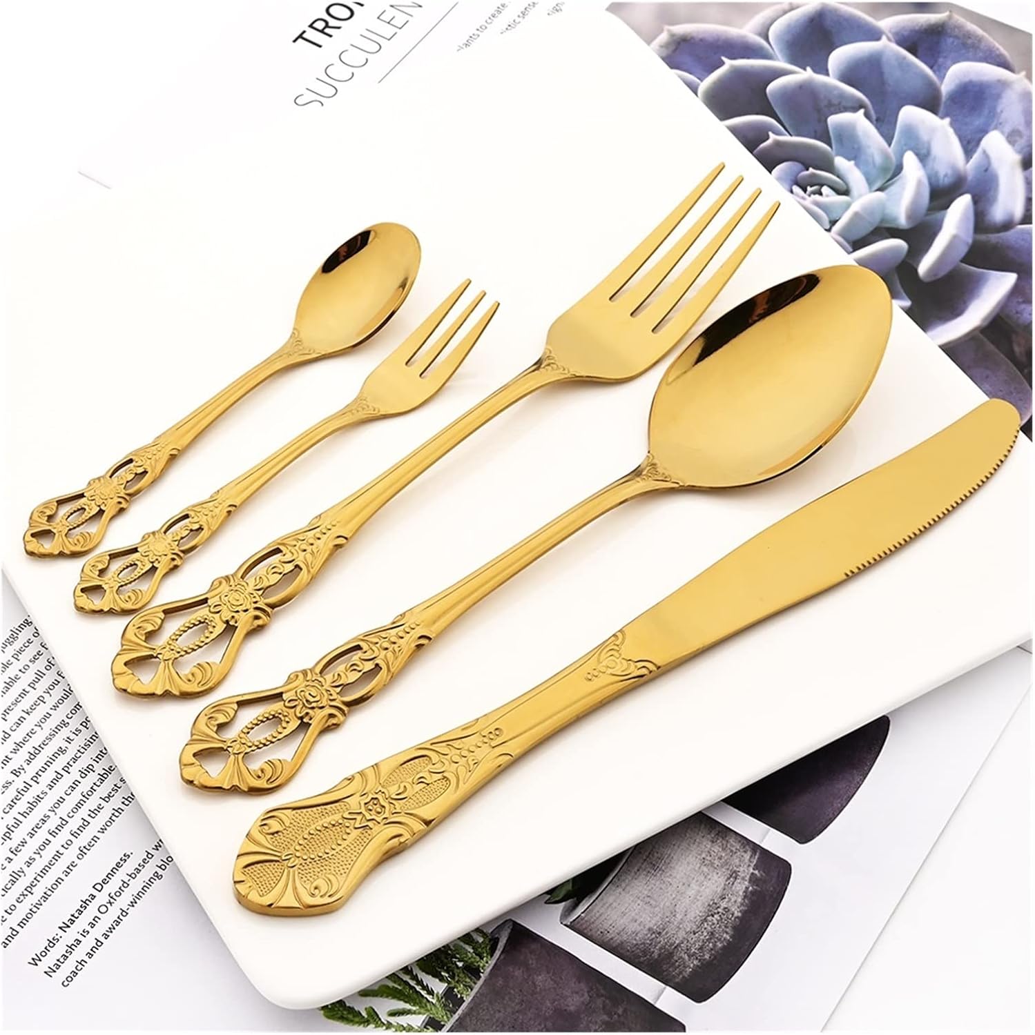 6/24Pcs Cutlery Set Stainless Steel Western Dinnerware Tableware Set Forks Coffee Tea Spoons Silverware Set leisurely (Color : Dinner Fork 6Pcs)