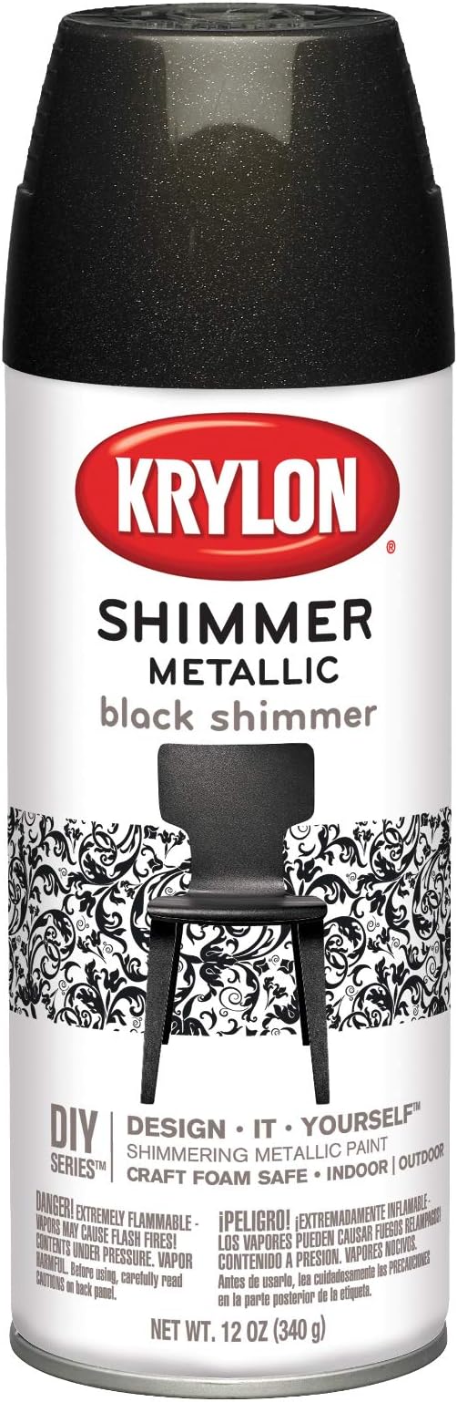 Krylon KRY3926 Shimmer Metallic Spray Paint 11.5oz Black