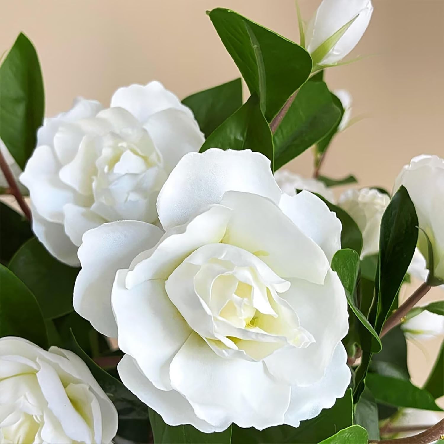 4Pcs Artificial Gardenia Flowers White Gardenia Flowers with Stems Real Looking Gardenia Fake Flowers Faux Gardenia Flowers Bouquet for Wedding Party Home Office Decor