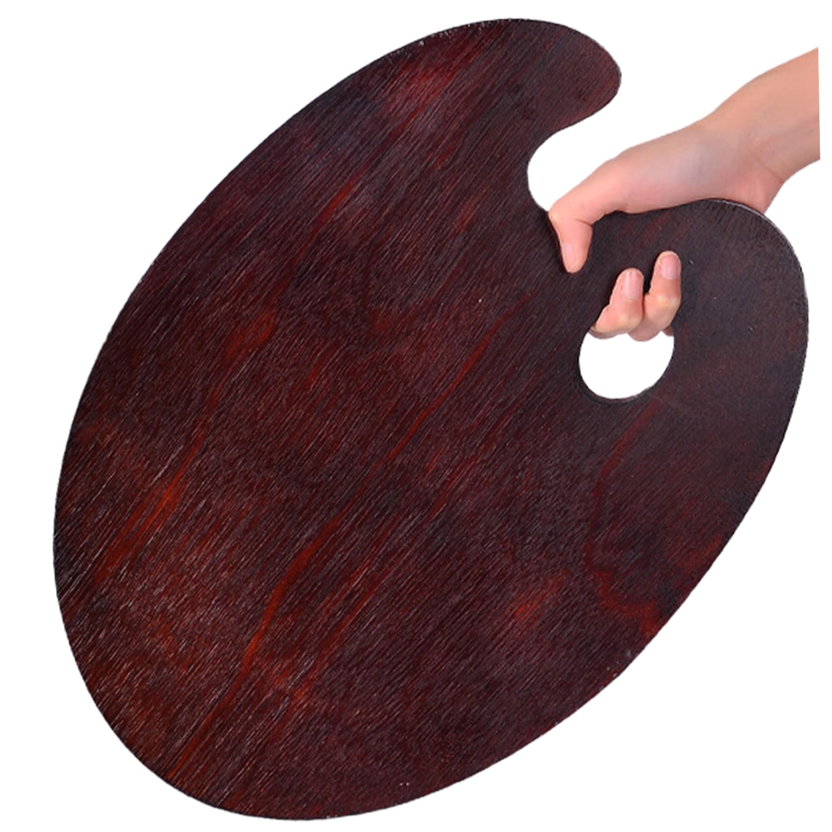 Paleta de pintura al óleo de madera ovalada 16x12 pulgadas con soporte para pulgar