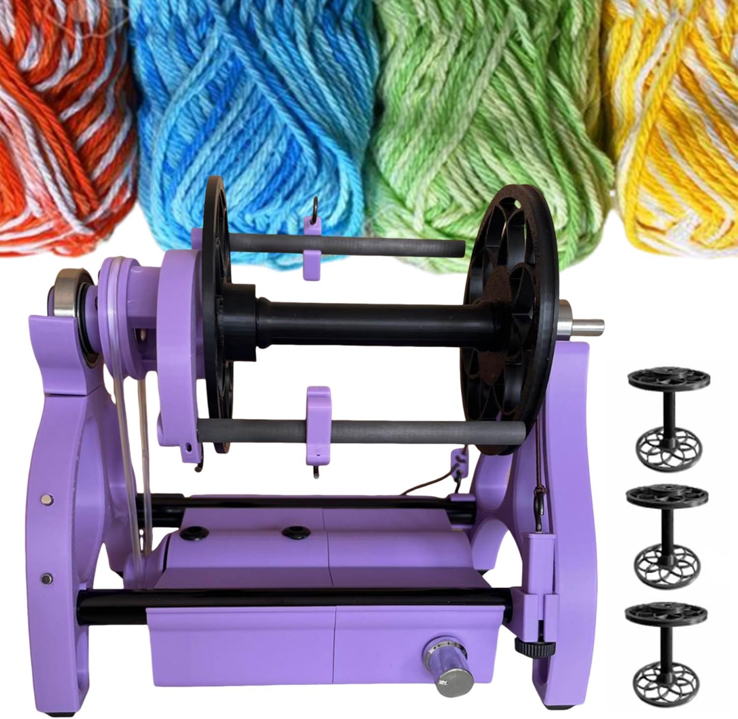800rpm Yarn Spinning Wheel, Yarn Winding Machines, with 3 Spool, Stepless Speed Regulation, Built-in Steel Tube Motor, Forward/Reverse Switching, Suitable for Yarn Weaving,Pink