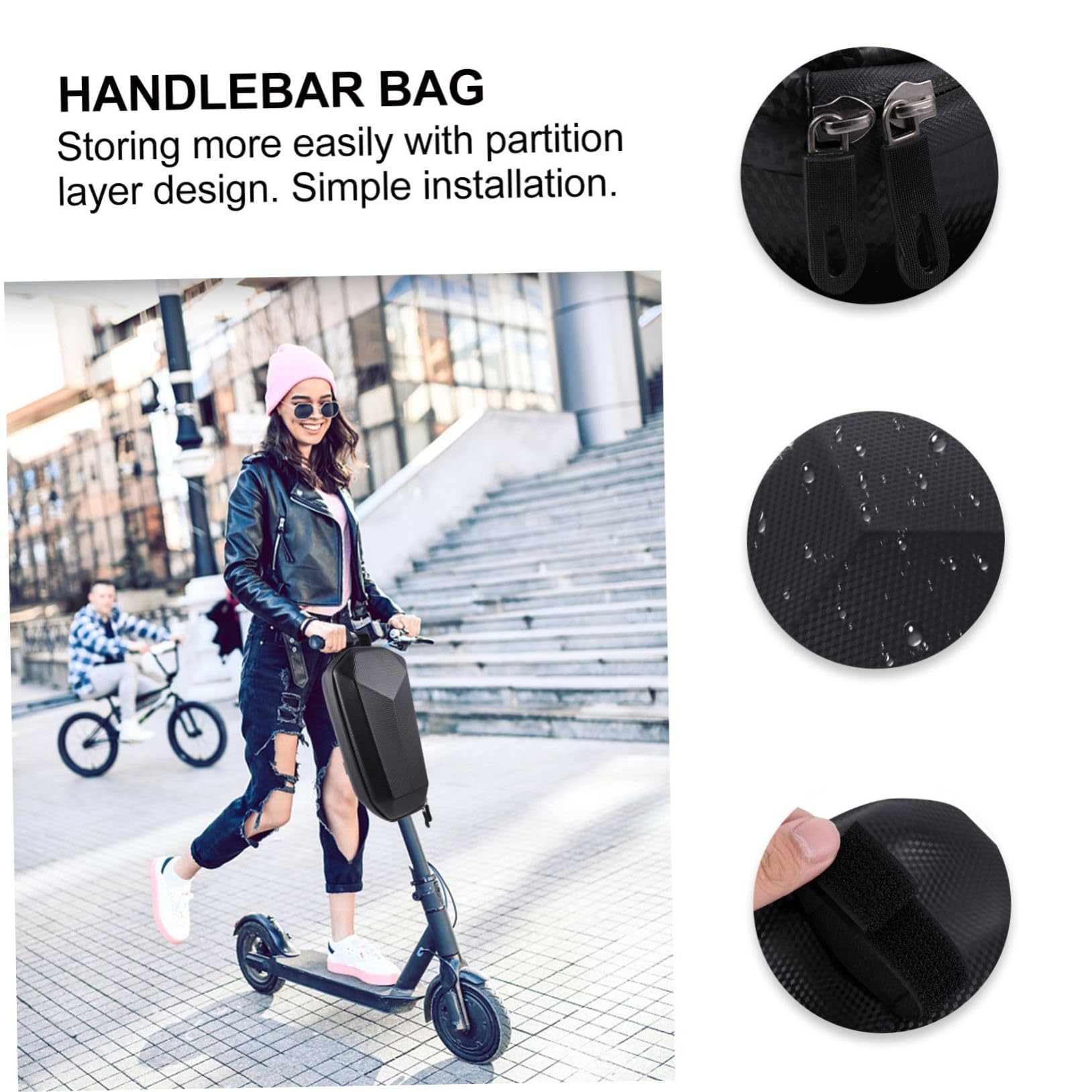 Toyvian Borsa Per Auto Impermeabile Davanti Manubrio Ciclismo Magazzinaggio Zaino Per Scooter Maniglia Custodia Per Bici Elettrica Custodia Per Maniglie Dello Scooter Eva Black
