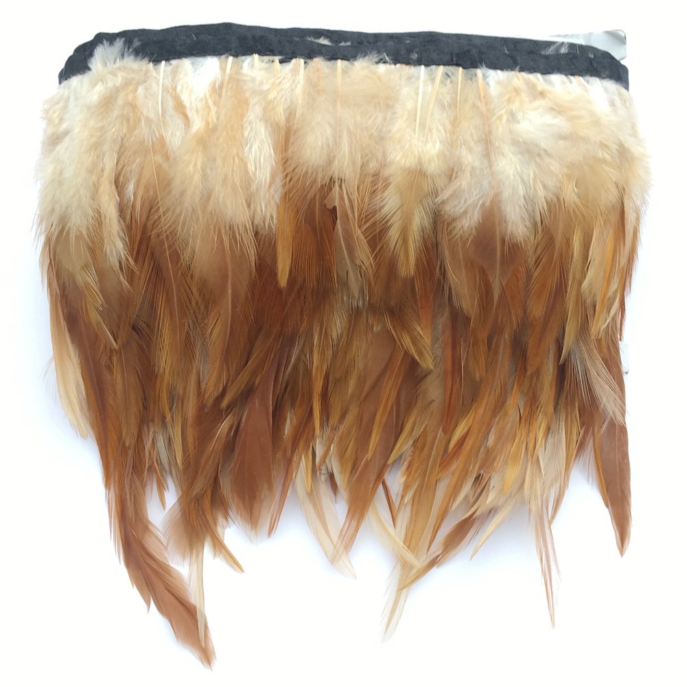 SowderRooster Hackle Feather Fringe Trim for Custume Dress Decoration Pack of 5 Yards(Natural)