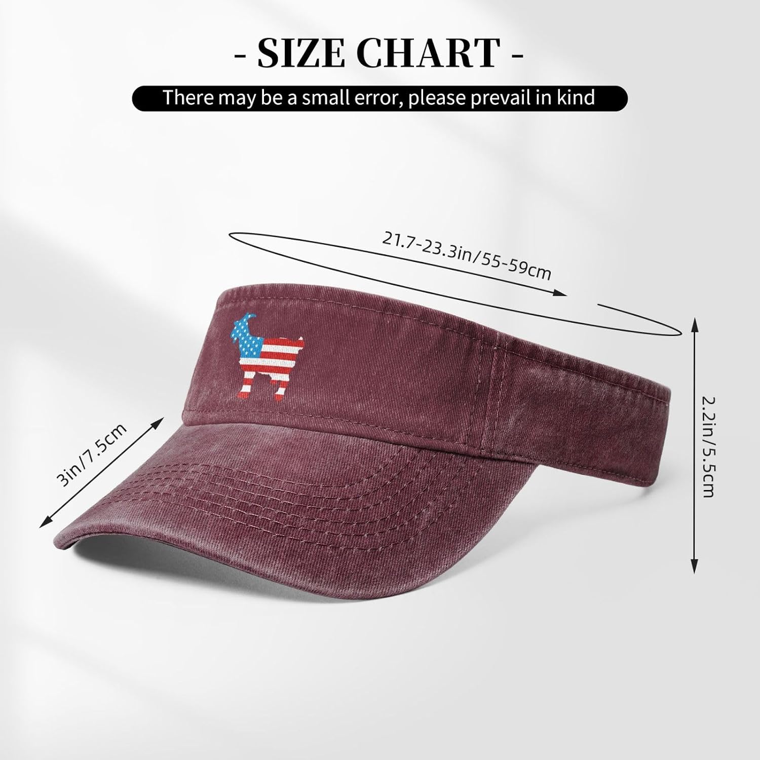 USA Goat Silhouette Sport Sun Visor Hats for Men & Women Empty Top Baseball Cap Sunscreen Visor Caps,Black