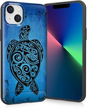 for iPhone 14 Case,Slim Thin Silicone Soft Flexible TPU Brushed Black Anti-Scratch Shockproof Protective Cover for iPhone 14,Abstract Black Turtle