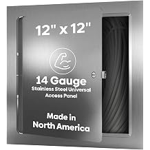 Best 12 x 12 Universal Stainless Steel Access Panel with One Piece Trim Flange, 14-Gauge Access Door for All Flush Surfaces, Rounded Corners, Hidden Hinge, Screwdriver Latch, AMZ-BA-UF-5000-SS
