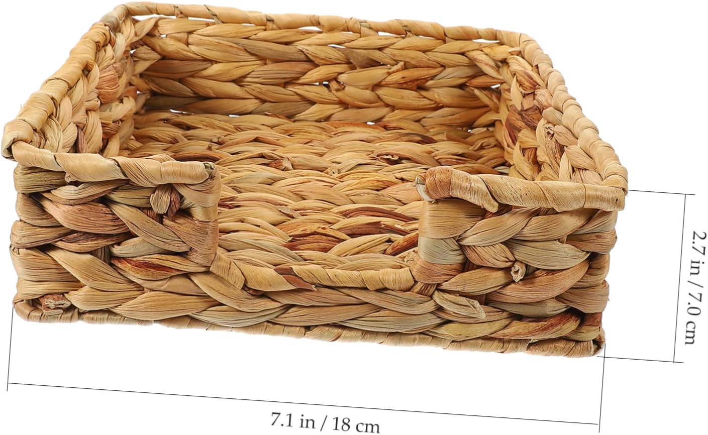 VOSAREA Rectangular Straw Woven Storage Basket Tissue Box for Desktop Decor