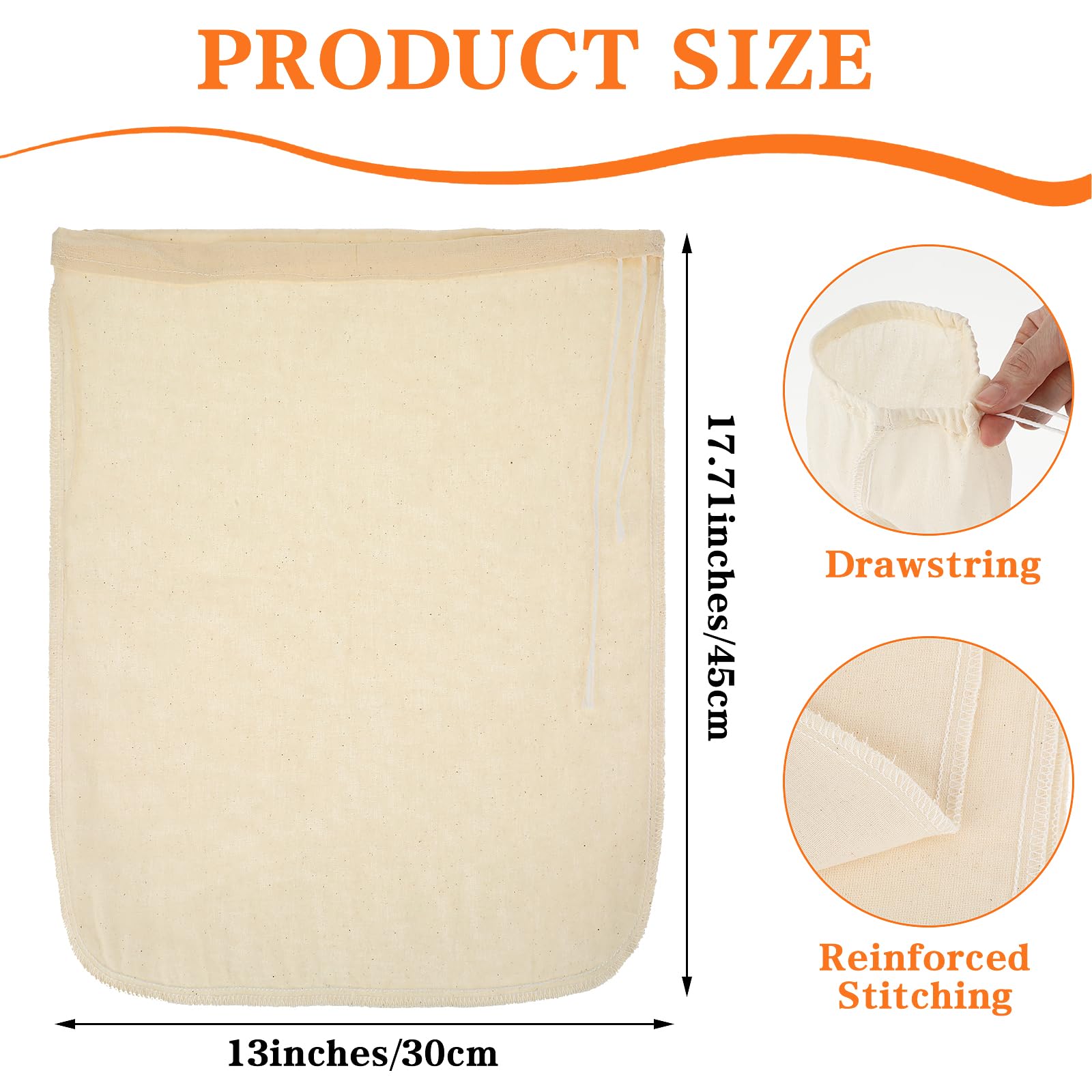 Lot De 4 Sacs à Lait De Noix En Coton Réutilisables - 30,5x20,3 Cm - Filtration Maison Yaourt, Café, Thé