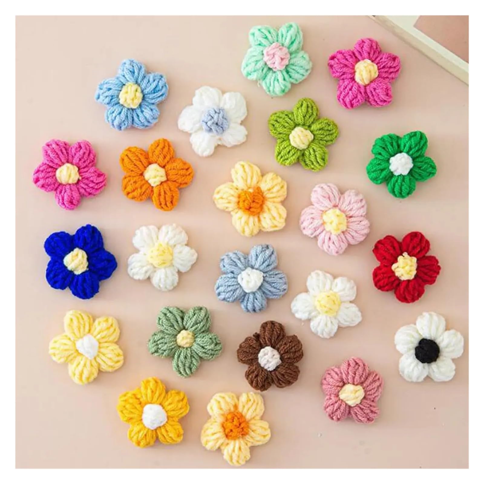 Avoltre kit patchwork fai da te 100 pezzi fai da te fatti a mano con fiori lavorati a maglia