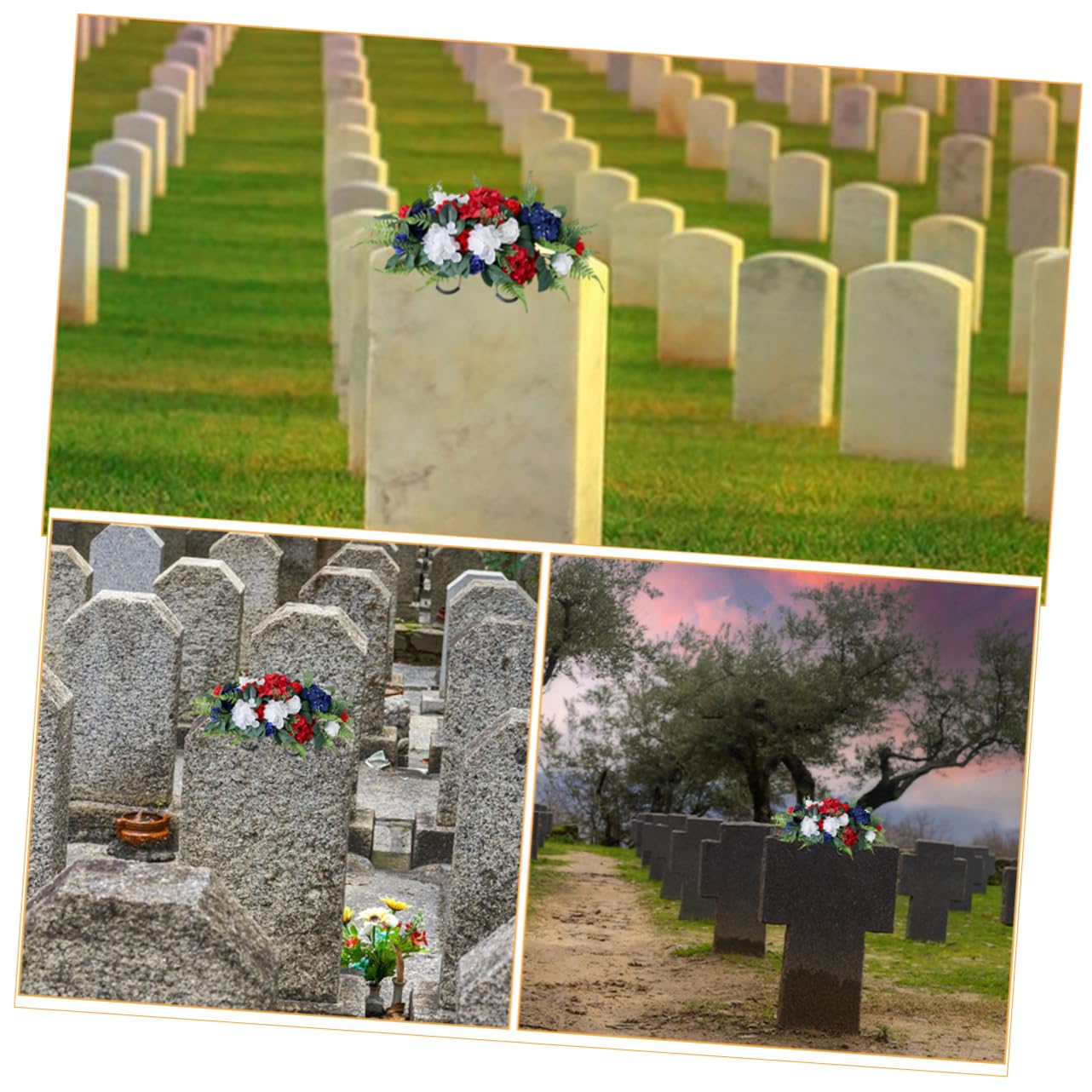 POPETPOP Fiori Artificiali Per Lapidi Sella Plastica Fiori Per Tombe Cimitero Decorazione Per Lapidi All Aperto Resistenti Alle Intemperie